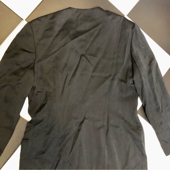 Vintage 80s George Rech Paris Black Crepe Dress Matte Goldtone Buttons Midi sz M - Picture 7 of 13